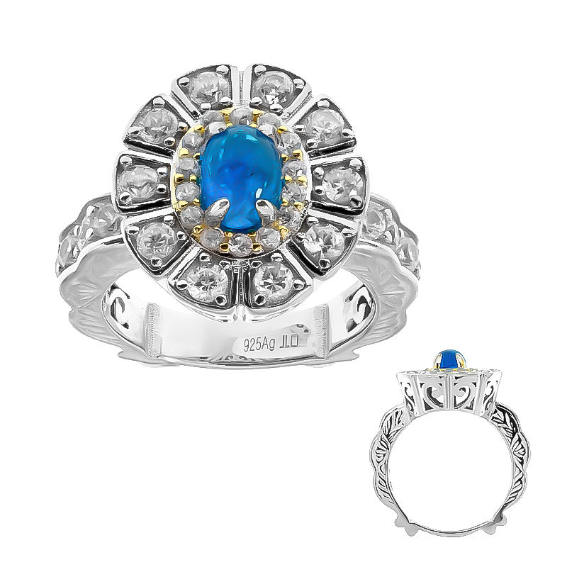 Anello in argento con Apatite Blu Neon (Dallas Prince Designs)-5351SW |  Gioielli Juwelo