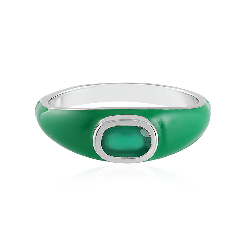 Anello in argento con Onice Verde-2056FR | Gioielli Juwelo