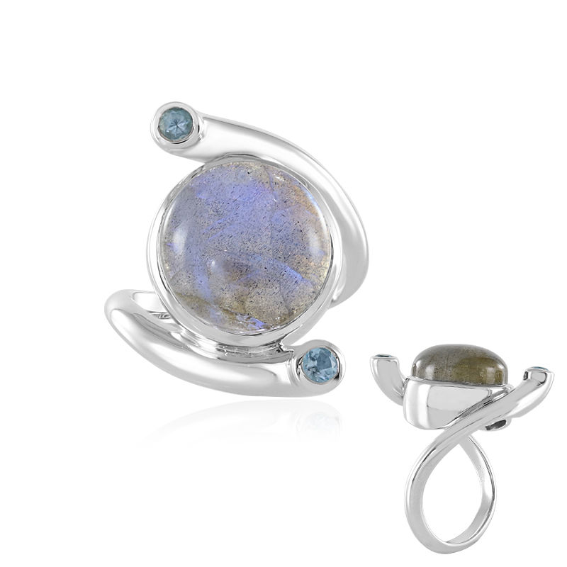 Anello in argento con Labradorite Blu Maniry (KM by Juwelo)-6204SJ |  Gioielli Juwelo