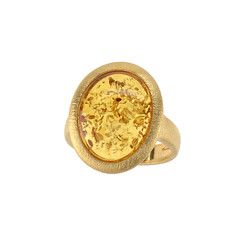 Anello in argento con Ambra Baltica Cognac