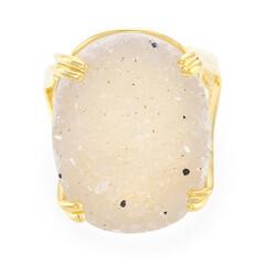 Anello placcato in oro con Agata Glitter